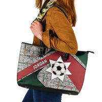 Jordan Football Leather Tote Bag Jordanian National Flag Colors Retro Glitch Art