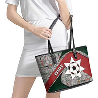 Jordan Football Leather Tote Bag Jordanian National Flag Colors Retro Glitch Art