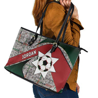 Jordan Football Leather Tote Bag Jordanian National Flag Colors Retro Glitch Art