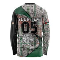 Custom Jordan Football Long Sleeve Shirt Jordanian National Flag Colors Retro Glitch Art