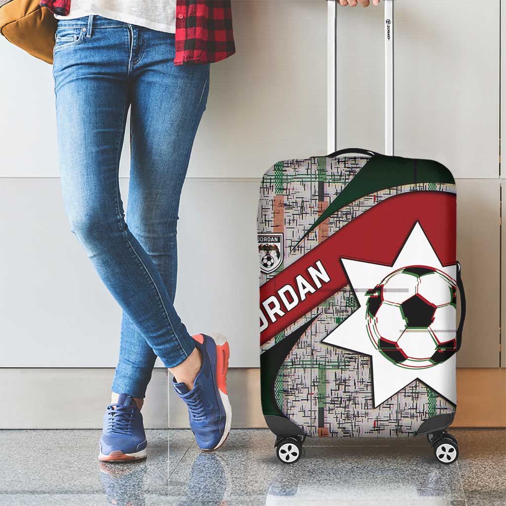 Jordan Football Luggage Cover Jordanian National Flag Colors Retro Glitch Art