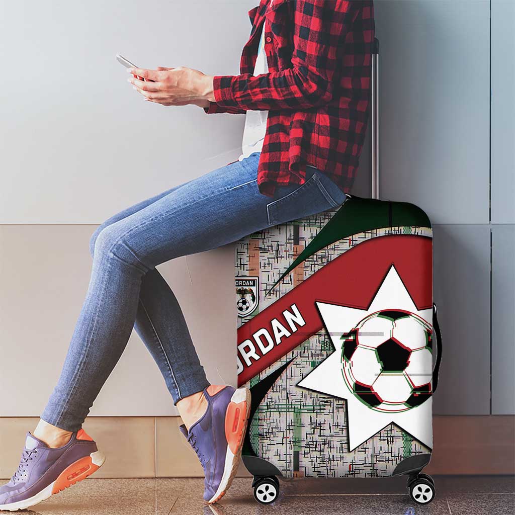 Jordan Football Luggage Cover Jordanian National Flag Colors Retro Glitch Art