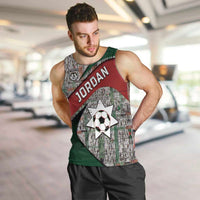 Custom Jordan Football Men Tank Top Jordanian National Flag Colors Retro Glitch Art