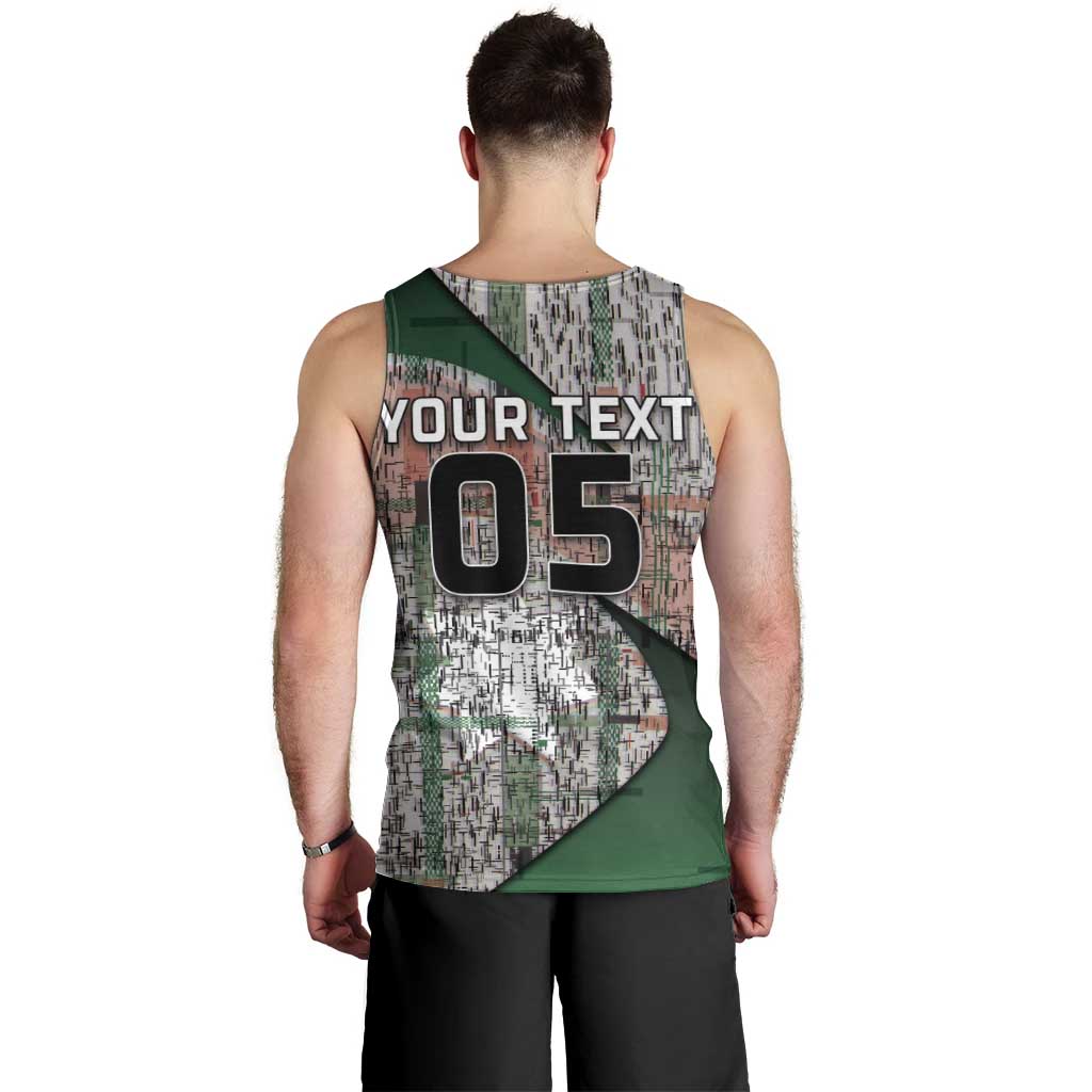 Custom Jordan Football Men Tank Top Jordanian National Flag Colors Retro Glitch Art