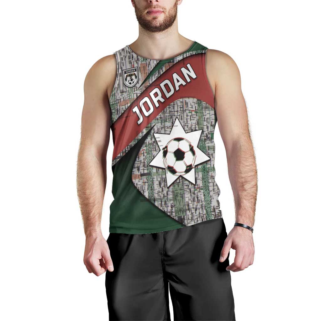 Custom Jordan Football Men Tank Top Jordanian National Flag Colors Retro Glitch Art