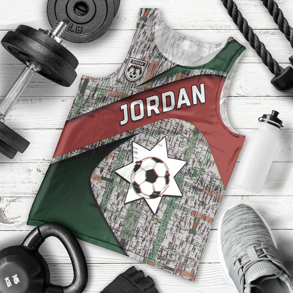 Custom Jordan Football Men Tank Top Jordanian National Flag Colors Retro Glitch Art