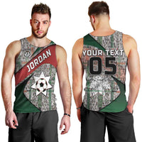 Custom Jordan Football Men Tank Top Jordanian National Flag Colors Retro Glitch Art