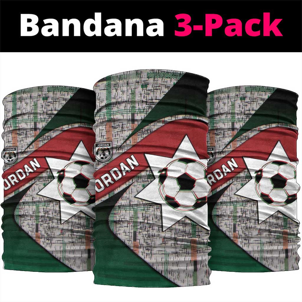 Jordan Football Neck Gaiter Jordanian National Flag Colors Retro Glitch Art