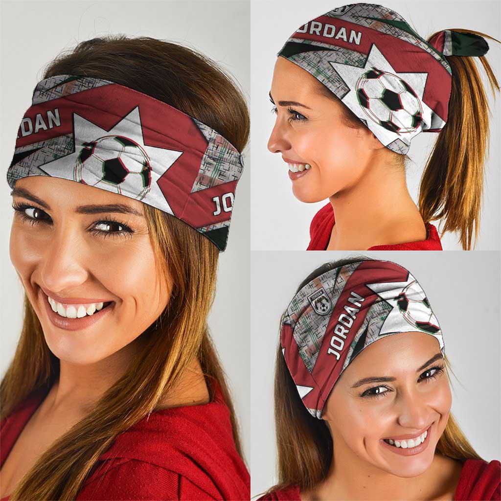 Jordan Football Neck Gaiter Jordanian National Flag Colors Retro Glitch Art