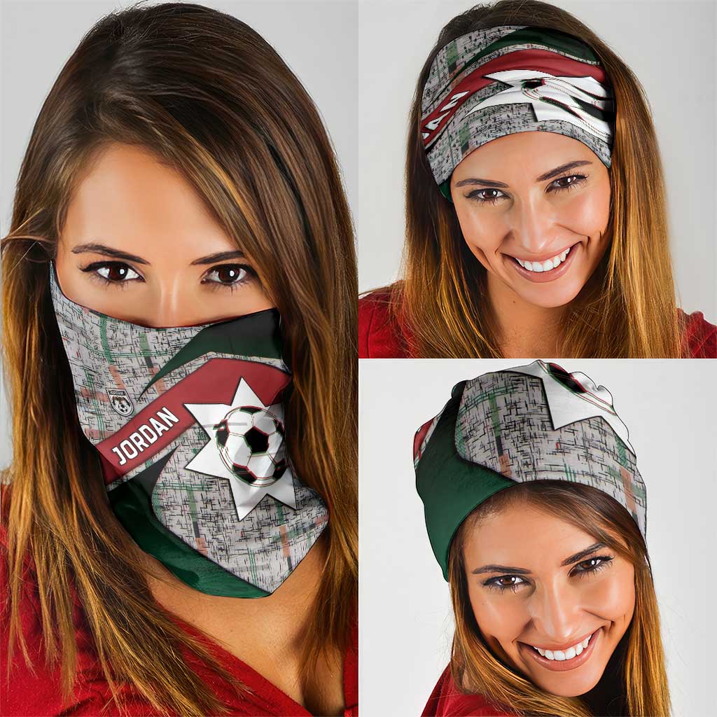Jordan Football Neck Gaiter Jordanian National Flag Colors Retro Glitch Art