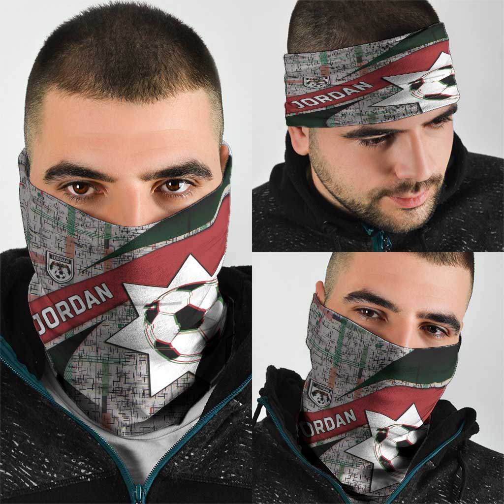 Jordan Football Neck Gaiter Jordanian National Flag Colors Retro Glitch Art