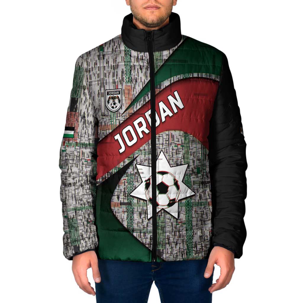 Custom Jordan Football Padded Jacket Jordanian National Flag Colors Retro Glitch Art