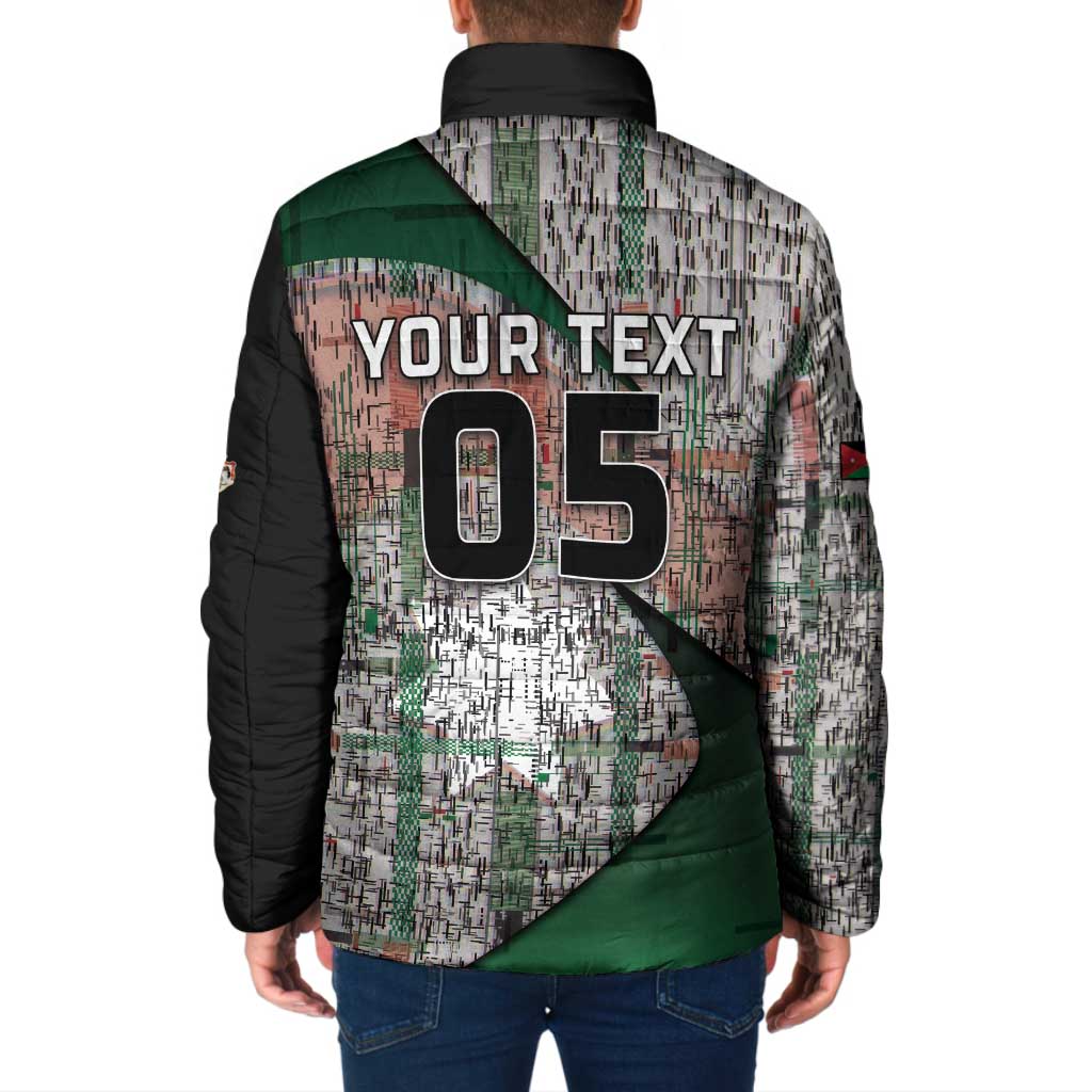 Custom Jordan Football Padded Jacket Jordanian National Flag Colors Retro Glitch Art