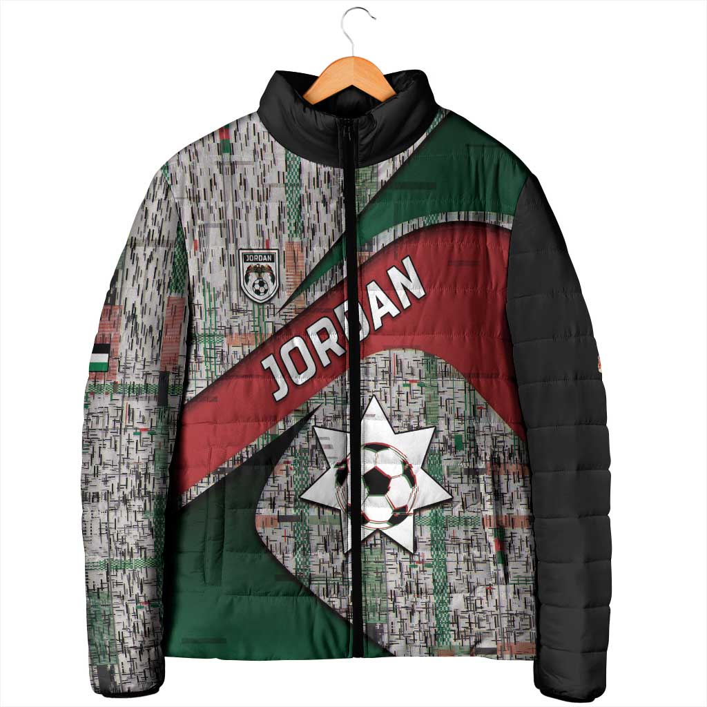 Custom Jordan Football Padded Jacket Jordanian National Flag Colors Retro Glitch Art
