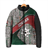 Custom Jordan Football Padded Jacket Jordanian National Flag Colors Retro Glitch Art