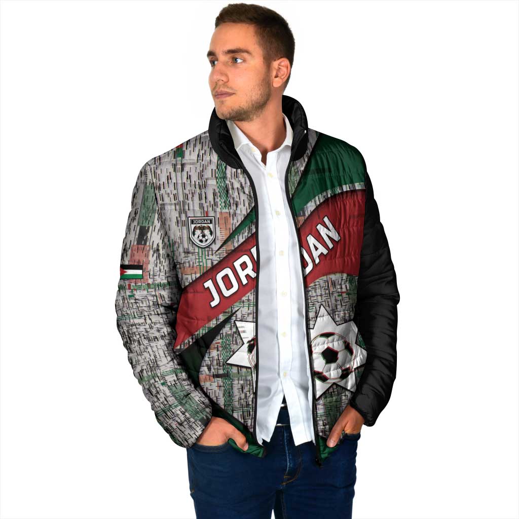 Custom Jordan Football Padded Jacket Jordanian National Flag Colors Retro Glitch Art