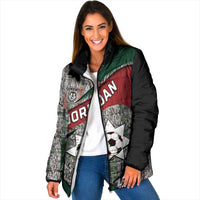 Custom Jordan Football Padded Jacket Jordanian National Flag Colors Retro Glitch Art