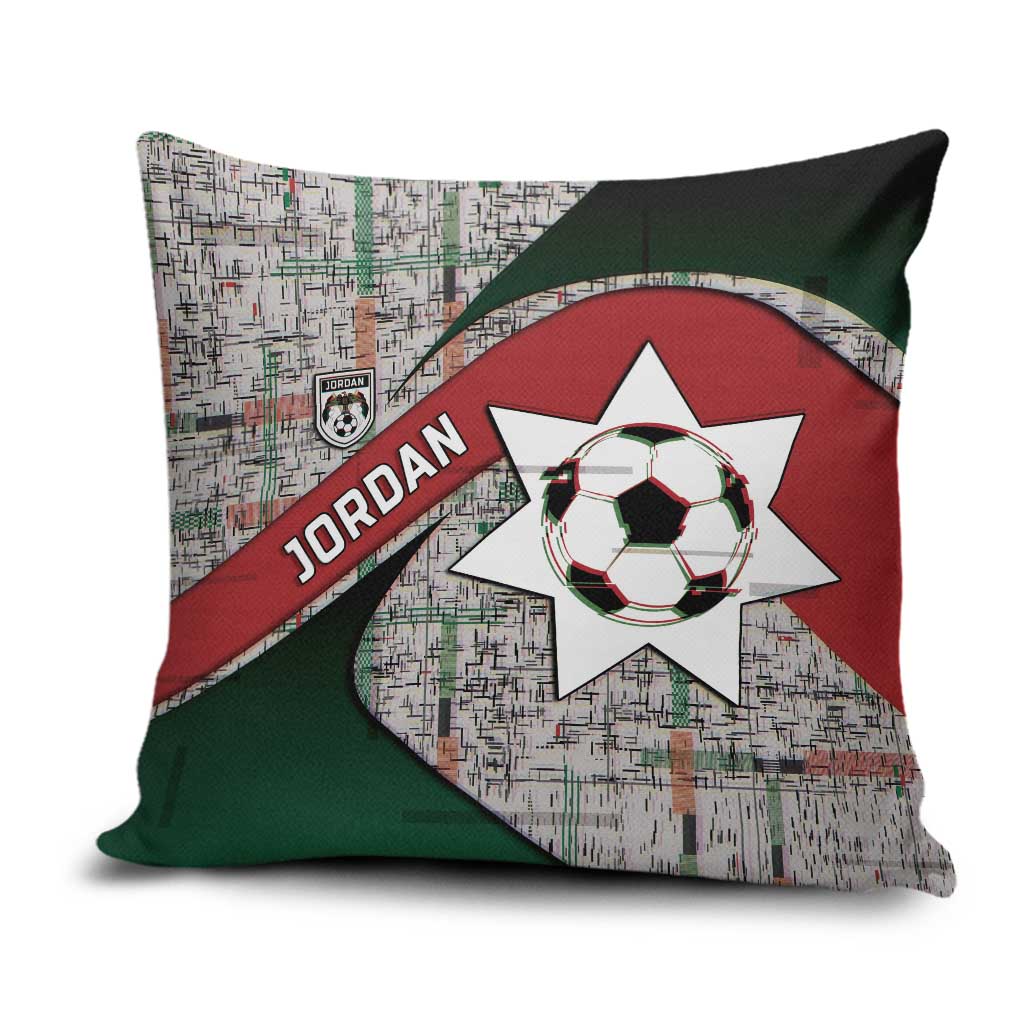 Jordan Football Pillow Cover Jordanian National Flag Colors Retro Glitch Art