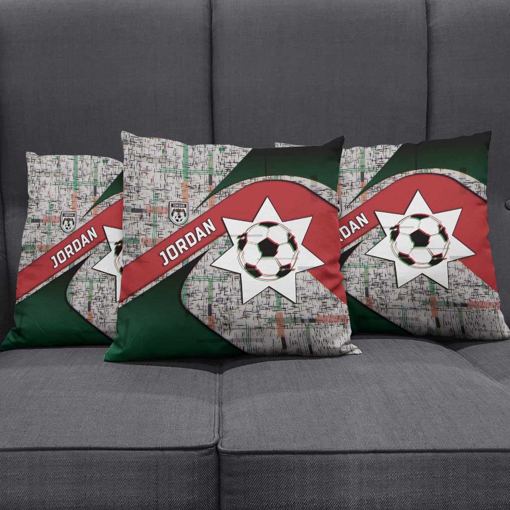 Jordan Football Pillow Cover Jordanian National Flag Colors Retro Glitch Art