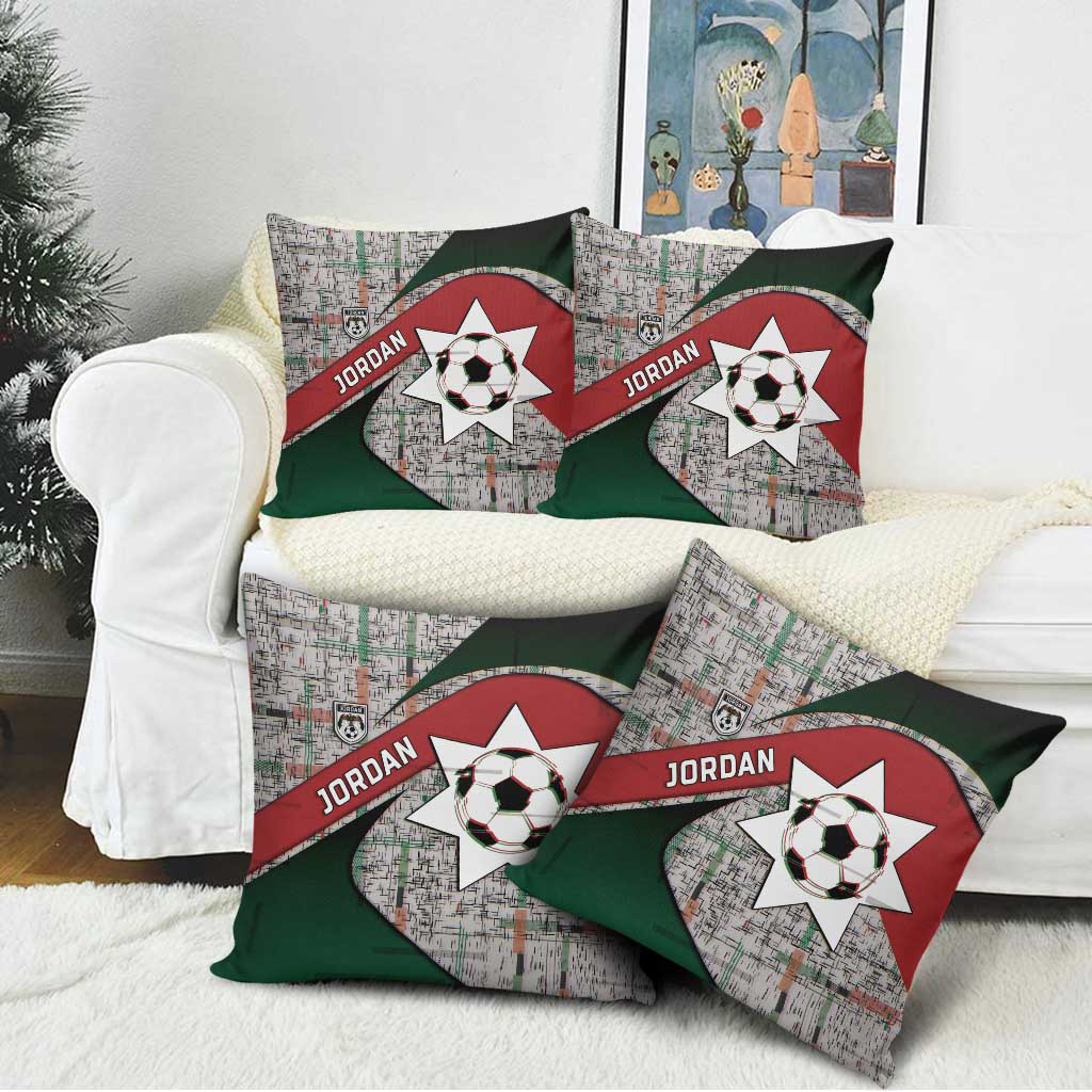 Jordan Football Pillow Cover Jordanian National Flag Colors Retro Glitch Art
