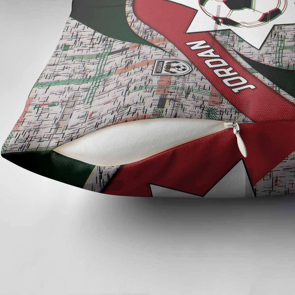 Jordan Football Pillow Cover Jordanian National Flag Colors Retro Glitch Art