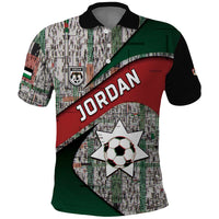 Custom Jordan Football Polo Shirt Jordanian National Flag Colors Retro Glitch Art