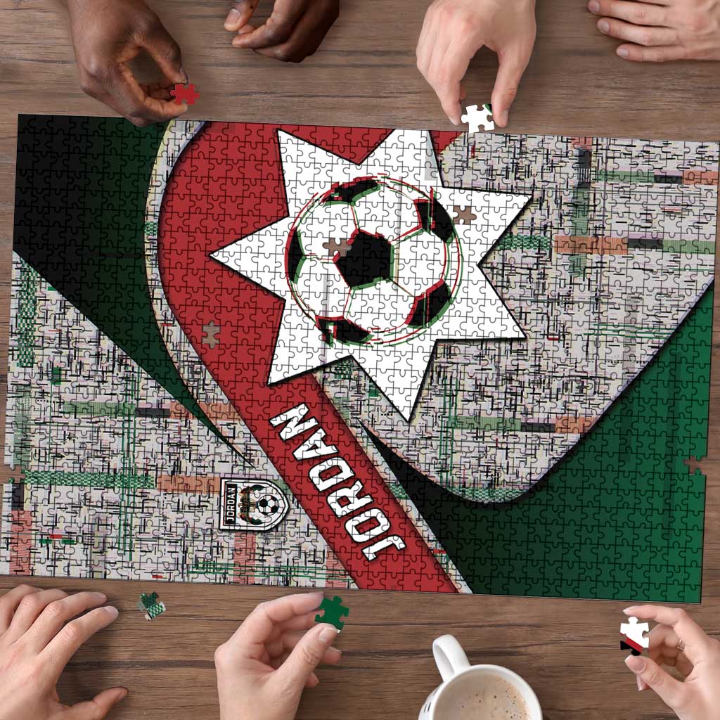 Jordan Football Puzzle Jordanian National Flag Colors Retro Glitch Art