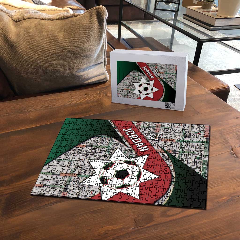 Jordan Football Puzzle Jordanian National Flag Colors Retro Glitch Art