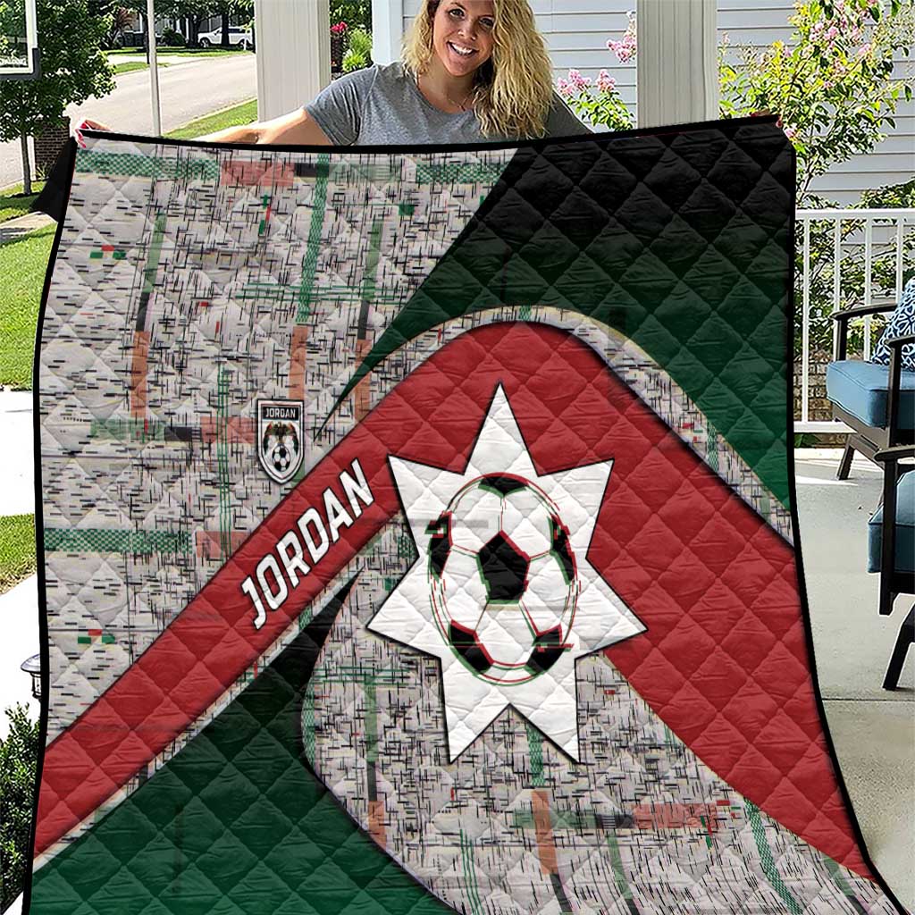 Jordan Football Quilt Jordanian National Flag Colors Retro Glitch Art