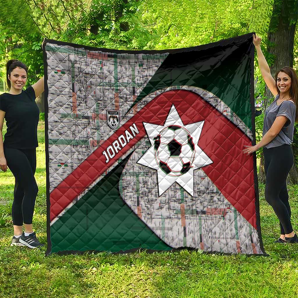 Jordan Football Quilt Jordanian National Flag Colors Retro Glitch Art