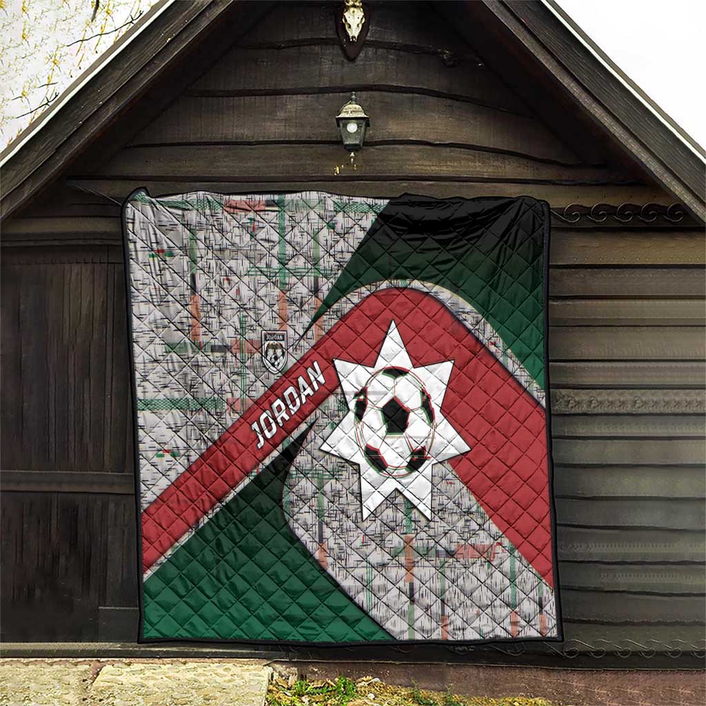 Jordan Football Quilt Jordanian National Flag Colors Retro Glitch Art