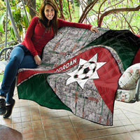 Jordan Football Quilt Jordanian National Flag Colors Retro Glitch Art