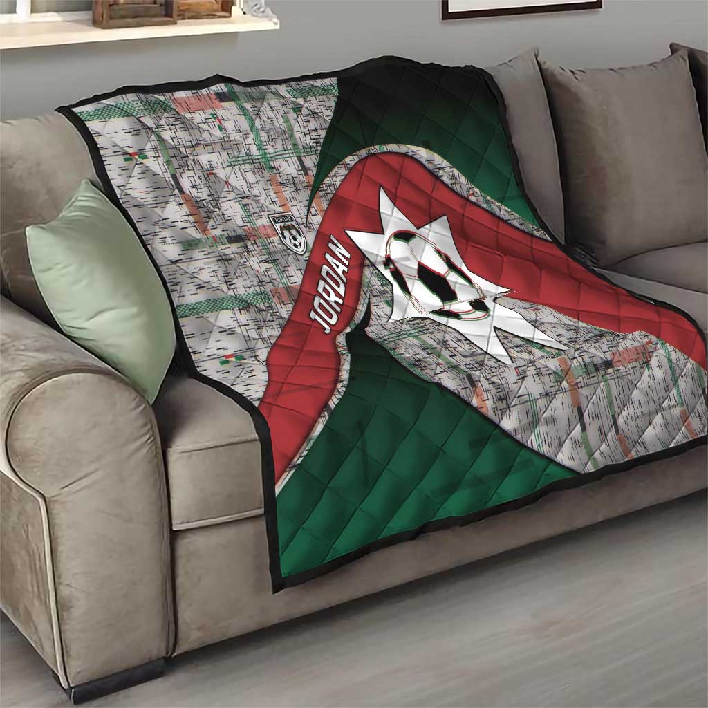 Jordan Football Quilt Jordanian National Flag Colors Retro Glitch Art
