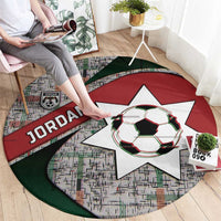 Jordan Football Round Carpet Jordanian National Flag Colors Retro Glitch Art