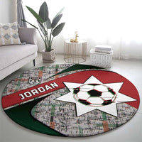 Jordan Football Round Carpet Jordanian National Flag Colors Retro Glitch Art
