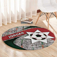 Jordan Football Round Carpet Jordanian National Flag Colors Retro Glitch Art