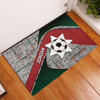 Jordan Football Rubber Doormat Jordanian National Flag Colors Retro Glitch Art