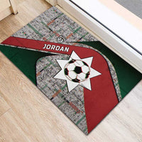 Jordan Football Rubber Doormat Jordanian National Flag Colors Retro Glitch Art