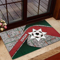 Jordan Football Rubber Doormat Jordanian National Flag Colors Retro Glitch Art