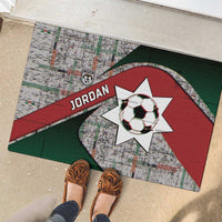 Jordan Football Rubber Doormat Jordanian National Flag Colors Retro Glitch Art