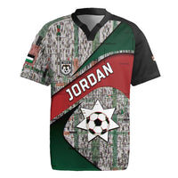 Custom Jordan Football Rugby Jersey Jordanian National Flag Colors Retro Glitch Art