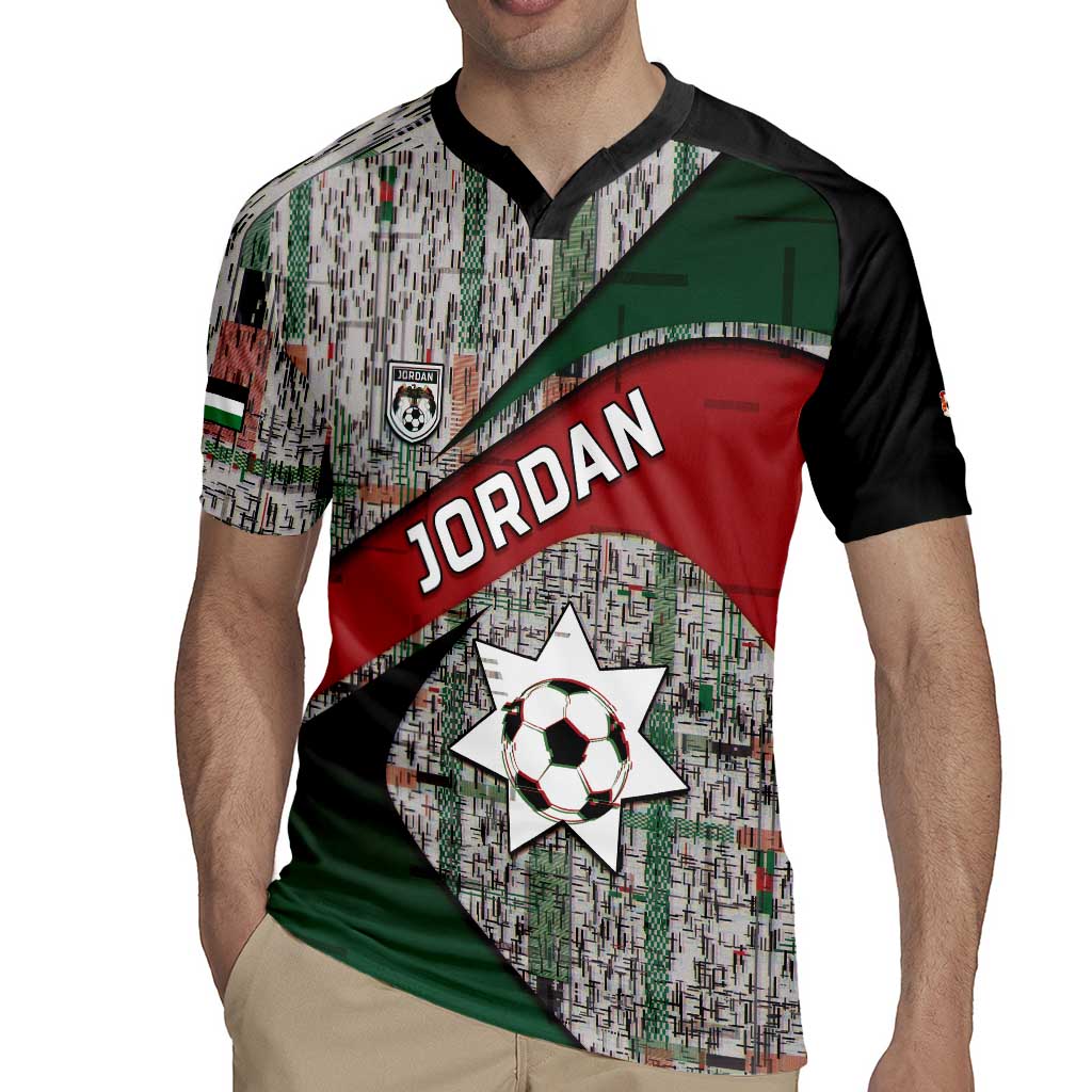 Custom Jordan Football Rugby Jersey Jordanian National Flag Colors Retro Glitch Art
