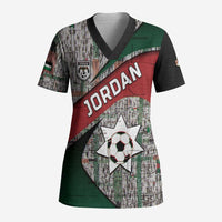 Custom Jordan Football Scrub Top Jordanian National Flag Colors Retro Glitch Art