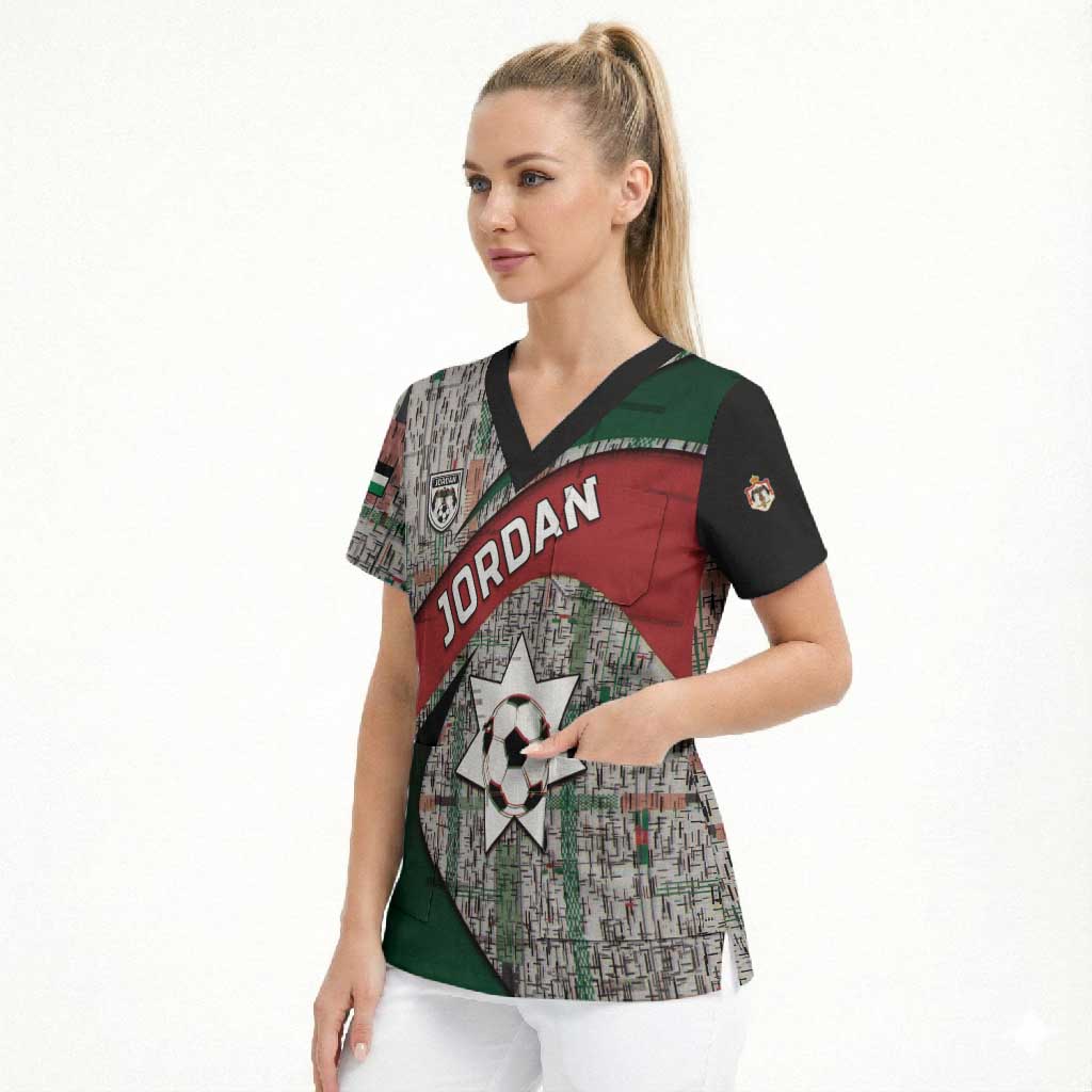 Custom Jordan Football Scrub Top Jordanian National Flag Colors Retro Glitch Art