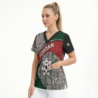 Custom Jordan Football Scrub Top Jordanian National Flag Colors Retro Glitch Art
