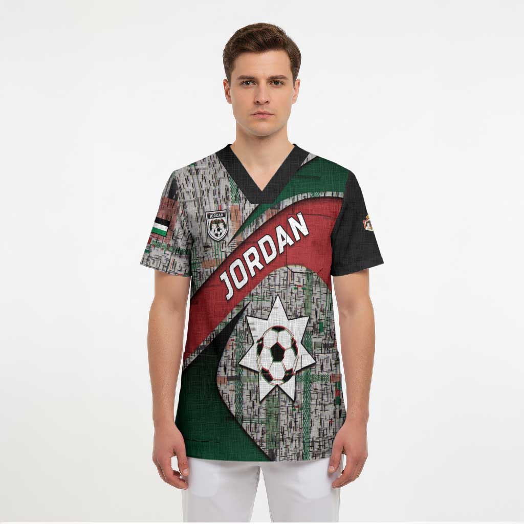 Custom Jordan Football Scrub Top Jordanian National Flag Colors Retro Glitch Art