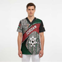 Custom Jordan Football Scrub Top Jordanian National Flag Colors Retro Glitch Art