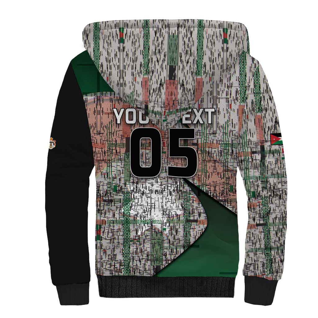 Custom Jordan Football Sherpa Hoodie Jordanian National Flag Colors Retro Glitch Art