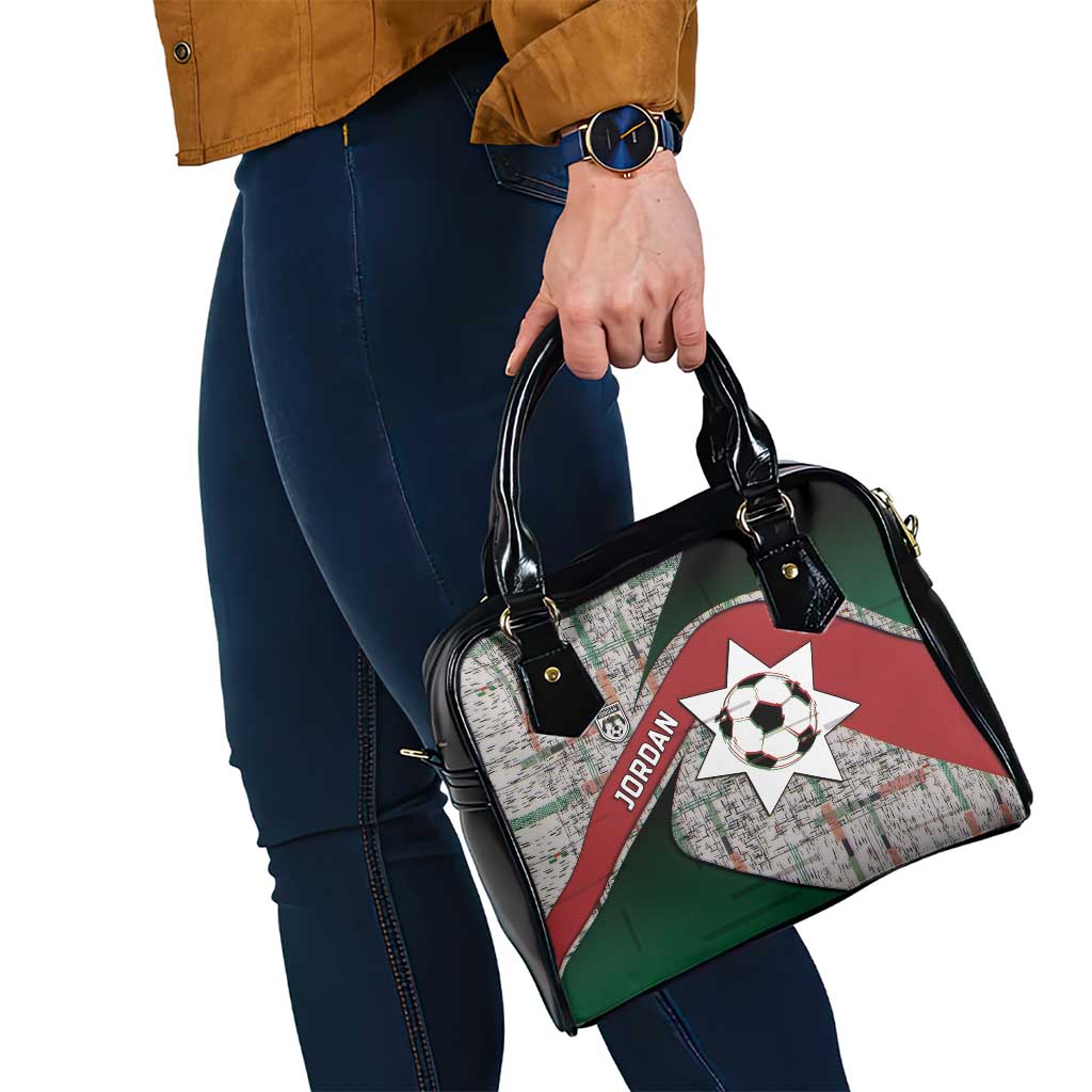 Jordan Football Shoulder Handbag Jordanian National Flag Colors Retro Glitch Art