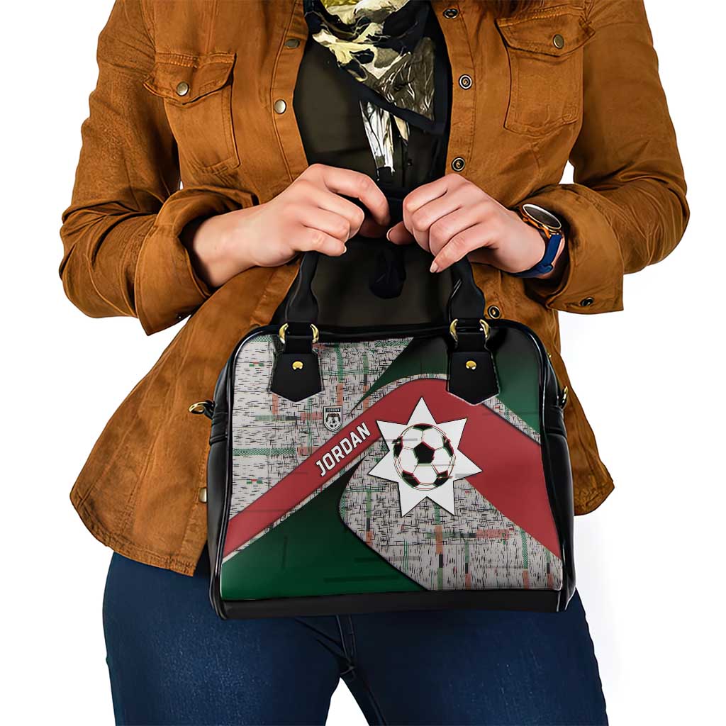 Jordan Football Shoulder Handbag Jordanian National Flag Colors Retro Glitch Art